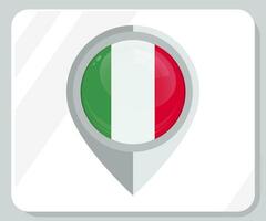 Italia lustroso alfiler ubicación bandera icono vector