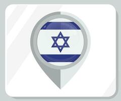 Israel lustroso alfiler ubicación bandera icono vector