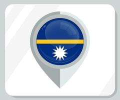 Nauru Glossy Pin Location Flag Icon vector