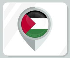 Palestine Glossy Pin Location Flag Icon vector