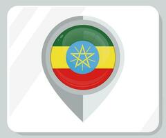 Etiopía lustroso alfiler ubicación bandera icono vector