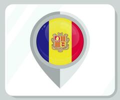 Andorra Glossy Pin Location Flag Icon vector