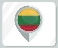 Lithuania Glossy Pin Location Flag Icon vector