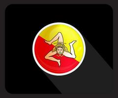 Sicily Glossy Circle Flag Icon vector