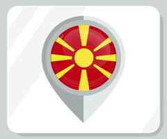 macedonia lustroso alfiler ubicación bandera icono vector