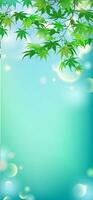 vertical ilustración, verano ramas colgando desde encima con verde hojas en un blanco antecedentes. japonés arce en el dibujos animados estilo. vector. primavera antecedentes. vector