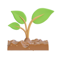 3d farming on soil and plant environment icon illustration png