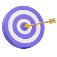 3d dart arrow hitting in the target center of dartboard icon illustration png