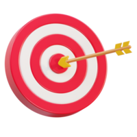 3d dart arrow hitting in the target center of dartboard icon illustration png