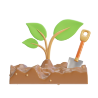 3d farming on soil and plant environment icon illustration png