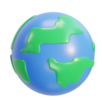 planeet aarde wereldbol met wereld kaart ecologie concept 3d icoon png