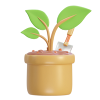 3d fertilizante bolso con suelo y árbol icono png