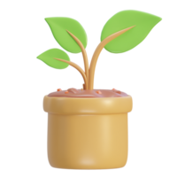 3d fertilizante bolso con suelo y árbol icono png