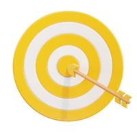 3d dart arrow hitting in the target center of dartboard icon illustration png