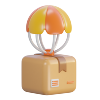 3d paquete con aire globo entrega icono png