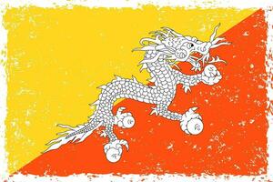 Bhutan flag grunge distressed style vector