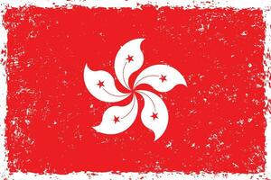 Hong kong flag grunge distressed style vector