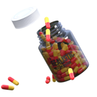 remédio jarra com pílulas ícone 3d render ilustração png