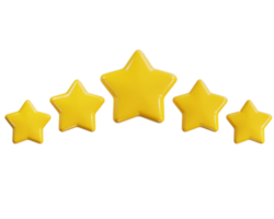 cinque stella valutazione icona 3d rendere illustrazione png