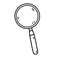 Magnifying glass or loupe isolated on white background. Vector hand-drawn illustration in doodle style. Perfect for logo, decorations, various designs.