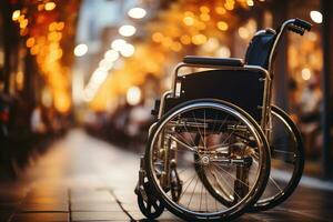 Closeup of determined disabled mans hand on wheelchair, defying limitations AI Generated photo