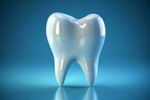 Radiant Dental Pearl, A brilliant white tooth, stands out on blue AI Generated photo