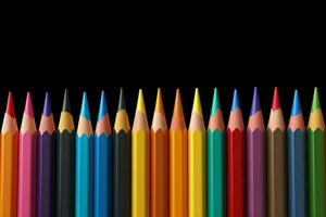 Colorful pencils backdrop, school vector design AI Generated photo
