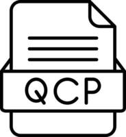 qcp archivo formato línea icono vector