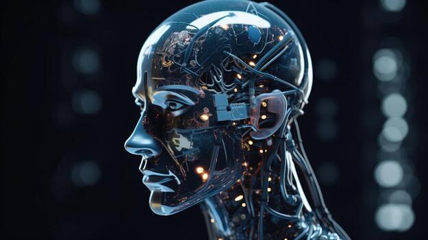 Digital technologies of the future. Communications of artificial intelligence. AI generated. photo