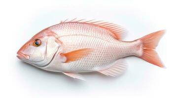 A snapper fish. Top view of Raw fish white snapper on white background. Generative Ai photo