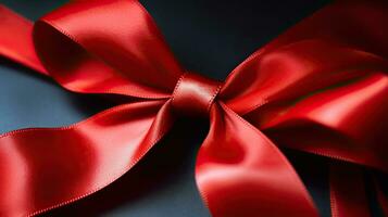 red satin ribbon and bow. Generative Ai photo