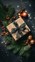 The Spirit of Christmas through Fir Branches and Gifts, AI Generated photo