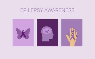 Epilepsy. Flat simple posters design. Epilepsy awareness month November. Vector