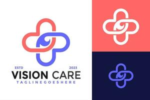 visión cuidado médico logo diseño vector símbolo icono ilustración