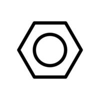 Bolt nut, settings button icon in line style design isolated on white background. Editable stroke. vector