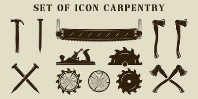 set of isolated carpentry icon vector illustration template graphic design. bundle collection of various carpenter tools or equipment sign and symbol for business or company concept