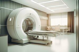 CT Scan, Medical CT or MRI Scan with a patient in the modern hospital laboratory. Generative ai photo