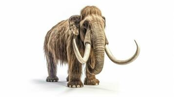 A woolly mammoth, prehistoric mammal isolated with shadow on white background. elephant mammoth. Generative Ai photo