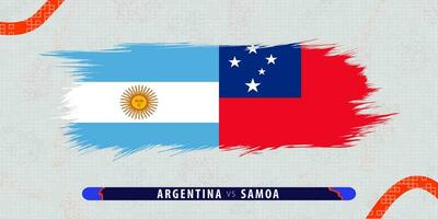 Argentina vs Samoa, international rugby match illustration in brushstroke style. Abstract grungy icon for rugby match. vector