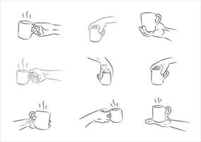 Isolated hand hold a cup of coffee vector