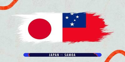 Japan vs Samoa, international rugby match illustration in brushstroke style. Abstract grungy icon for rugby match. vector