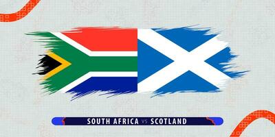 South Africa vs Scotland, international rugby match illustration in brushstroke style. Abstract grungy icon for rugby match. vector