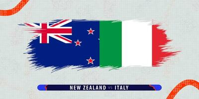 New Zealand vs Italy, international rugby match illustration in brushstroke style. Abstract grungy icon for rugby match. vector