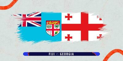Fiji vs Georgia, international rugby match illustration in brushstroke style. Abstract grungy icon for rugby match. vector