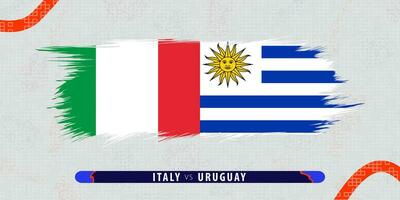 Italy vs Uruguay, international rugby match illustration in brushstroke style. Abstract grungy icon for rugby match. vector