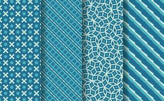 BLUE COLOR GEOMETRIC FABRIC PATTERN SET vector