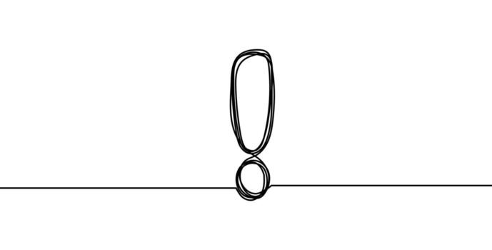 exclamación marca continuo línea Arte firmar dibujo punto soltero. negrita exclamación marca vector ilustración agarrar atención y resolver problemas. mejor vector ilustración importante mensajes y advertencias