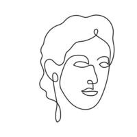 Face woman art continuous line logo. Beauty girl face and hair abstract continuous line icon graphic background. Vector illustration