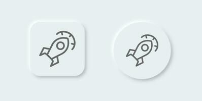 Optimization line icon in neomorphic design style. Rocket signs vector illustration.