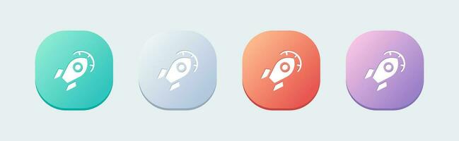 Optimization solid icon in flat design style. Rocket signs vector illustration.